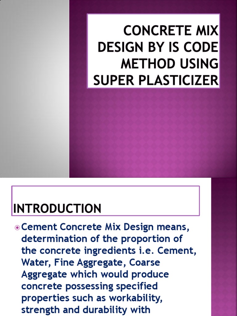 IS Code Concrete Mix Design with Superplasticizer | PDF | Structural ...