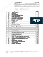 1.0 Table of Contents