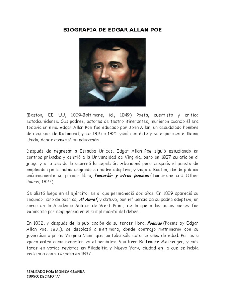 Biografia de Edgar Allan Poe PDF