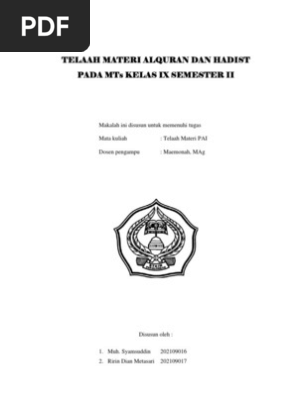 Telaah Materi Alquran Hadist