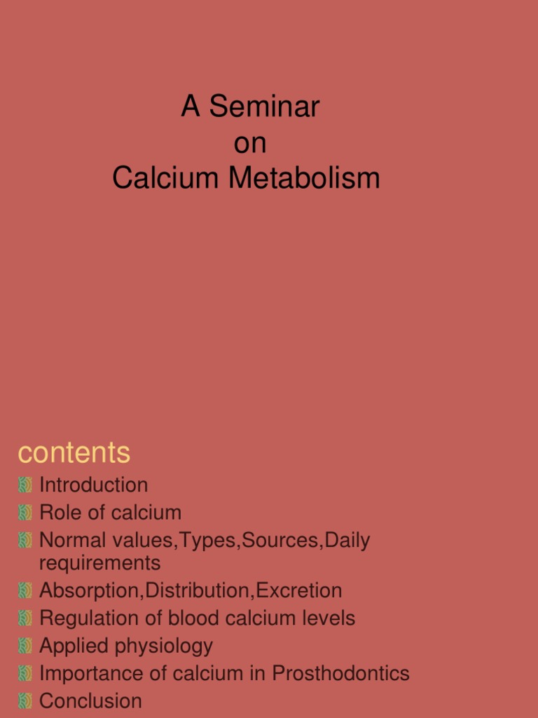Calcium Metabolism Overview and Importance | PDF | Calcium In Biology ...