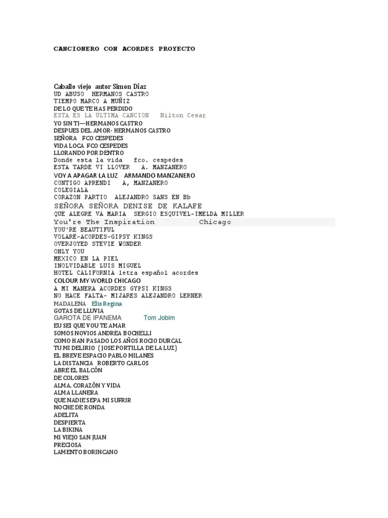 Canciones Con Letras Y Acordes Entretenimiento General Naturaleza