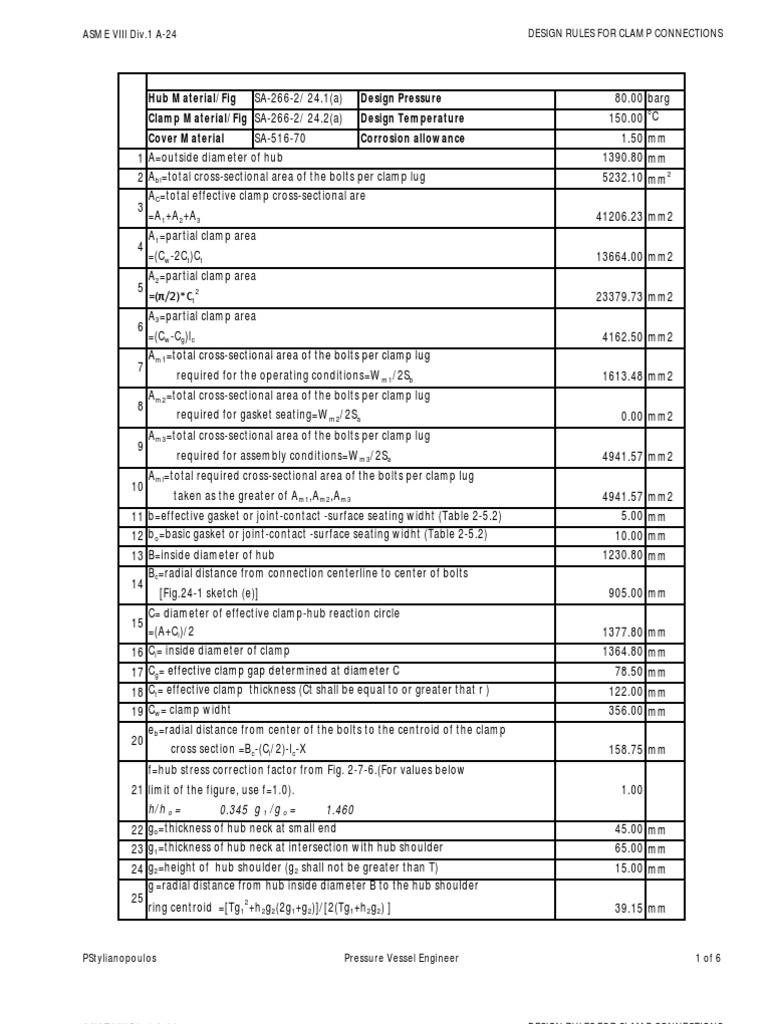 5 Asme Viii A24 Clamp Connection PDF Stress (Mechanics) Area