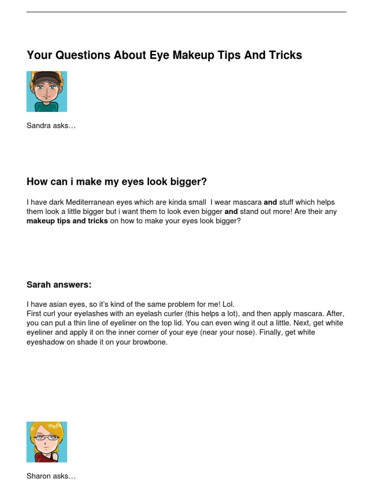 Your Questions About Eye Makeup Tips and Tricks | PDF | Human ...