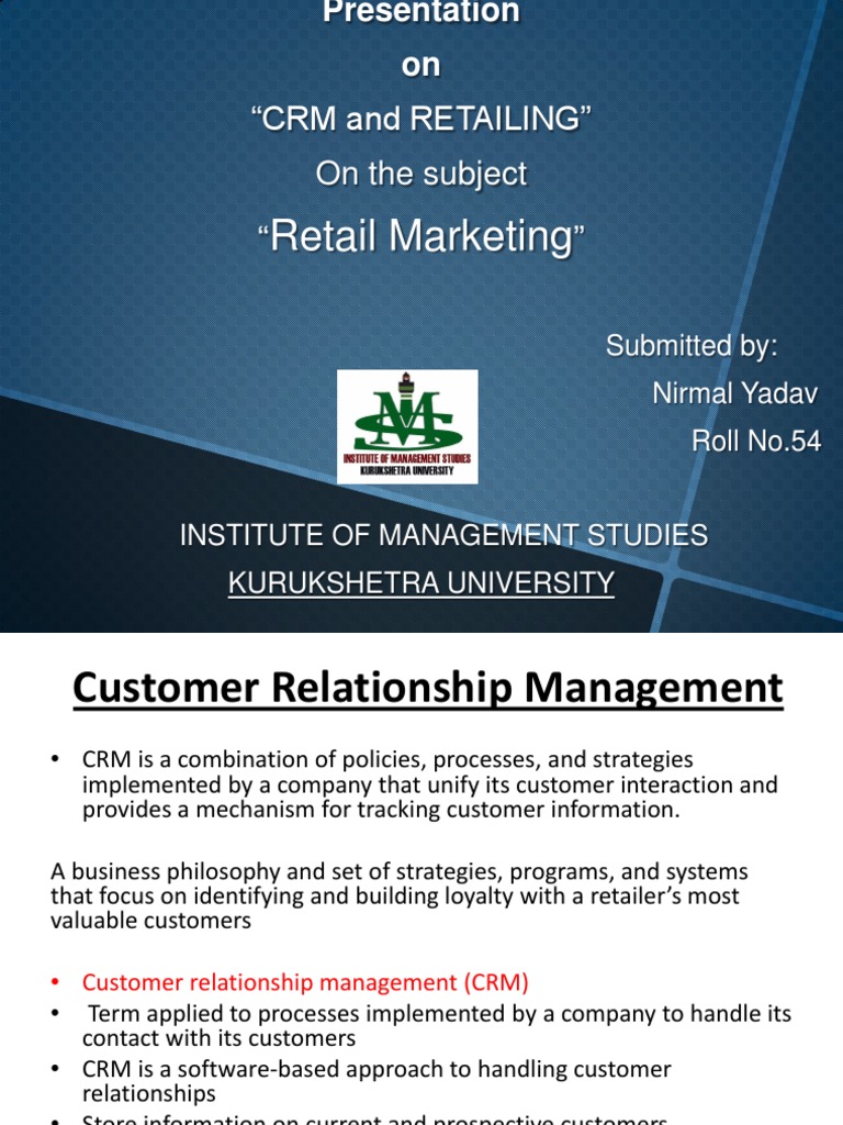 CRM and Retailing | PDF | Customer Relationship Management | Retail