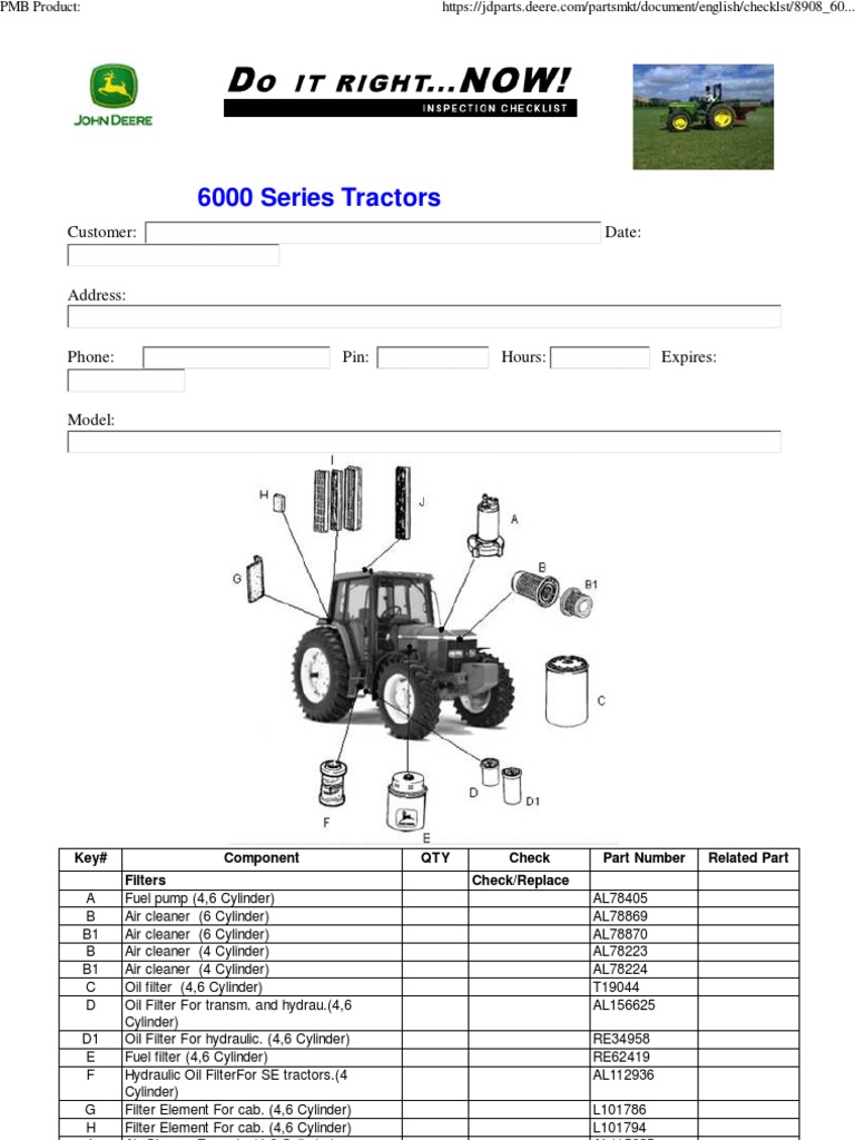 Check List Mantenimiento John Deere Transmisión Mecánica Bomba Images
