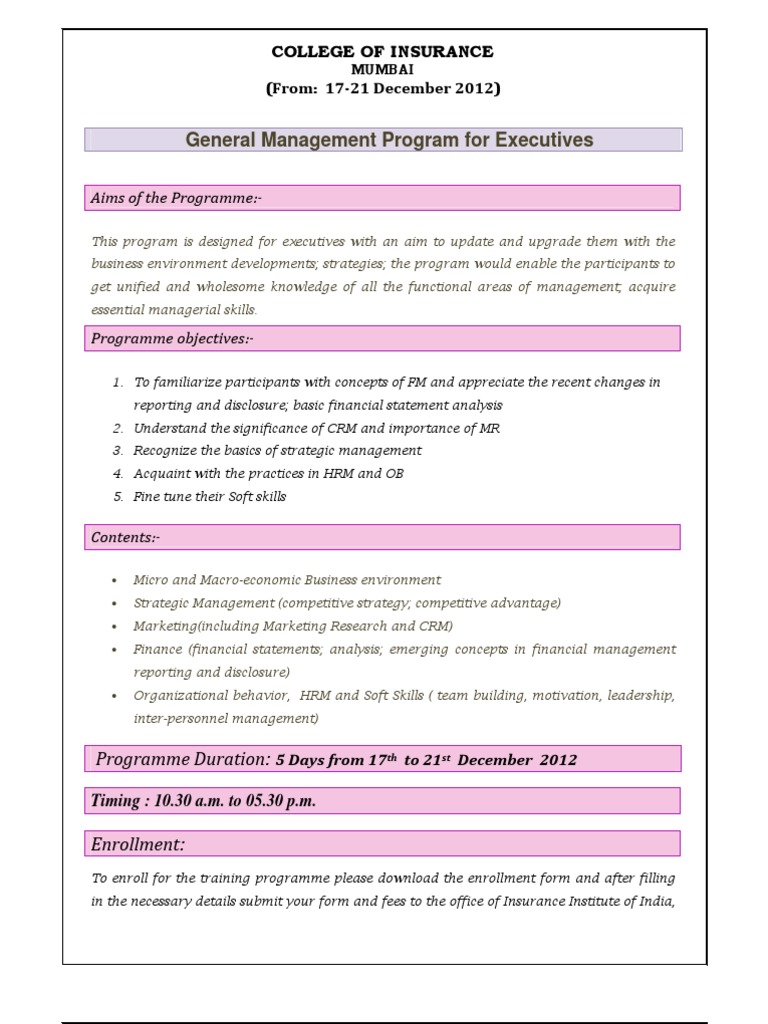 General Management Program in Mumbai | PDF
