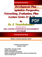 Business Development Plan - Venture Capitalists Perspective, Networking, Evaluation, Plan Lecture Series 21 & 22