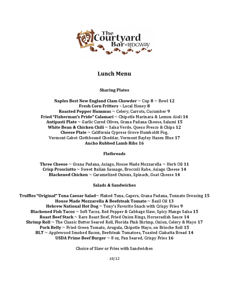 CY Lunch Menu10.12 | PDF