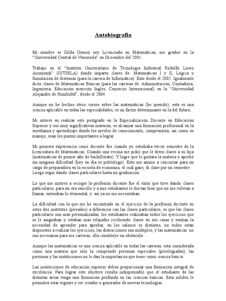 Autobiografía Profesional