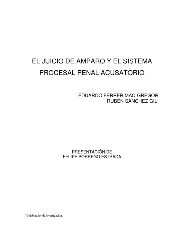 Juicio de Amparo y Sistema Penal Acusatorio | PDF | Procedimiento ...