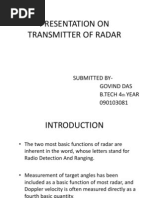 Download Presentation on Transmitter of Radar Ppt by Govind Das Soni SN117406008 doc pdf