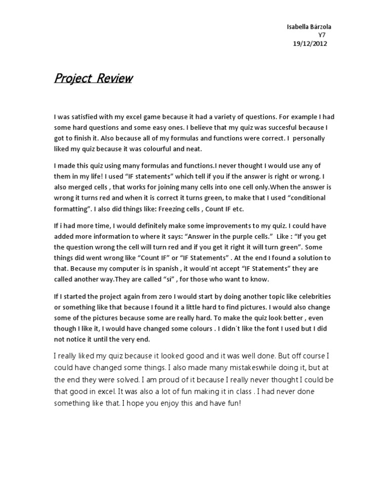 Project Review | PDF | Language Arts & Discipline