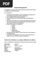 Design Management: Product Line in Furniture According To Different Room Interior