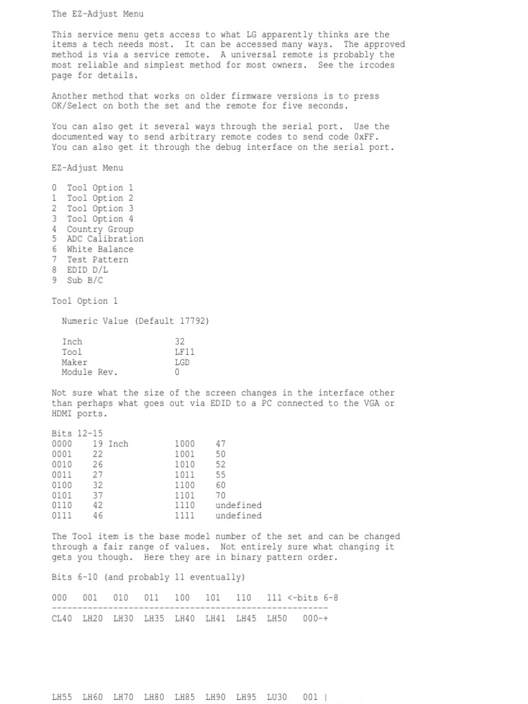 The EZAdjust Service Menu An Exploration of Hidden Settings on an LG