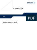 Mark Scheme Summer 2009: AEA Mathematics (9801)
