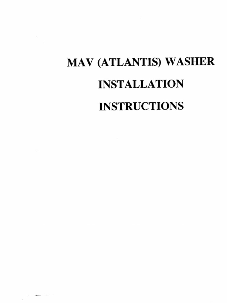 Mav (Atlantis) Washer Installation Instructions PDF Washing Machine