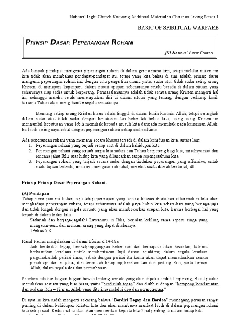 Prinsip Dasar Peperangan Rohani | PDF