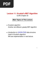 Lecture 11: Kruskal's MST Algorithm: CLRS Chapter 23