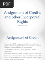 Assignment of Credits and Other Incorporeal Rights