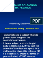 Importance of Learning Mathematics.: Presented By: Joseph Wambua