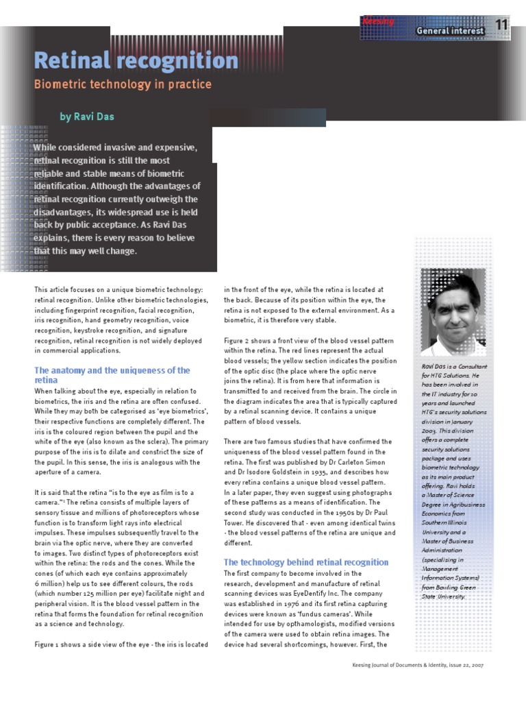 Retinal Recognition: A Biometric Overview | PDF | Retina | Image Scanner