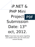 PHP Mini Project Submission Date: 13 Oct, 2012.: Your Project Work, You Can Meet Your Concern Faculty