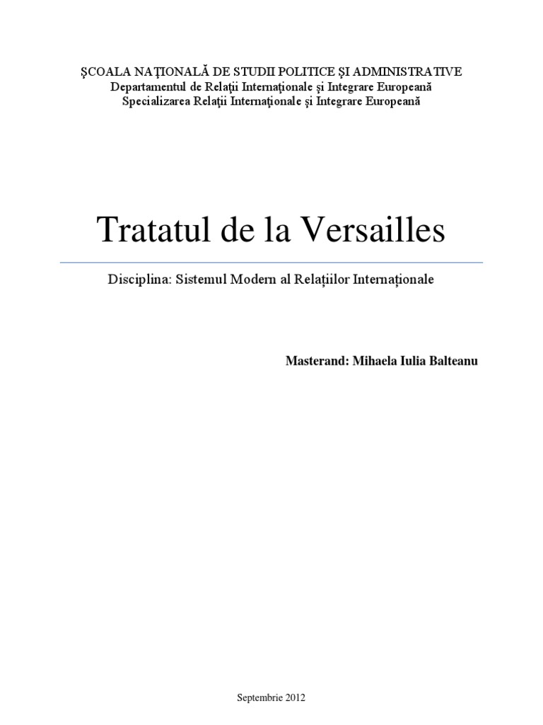 Tratatul De La Versailles