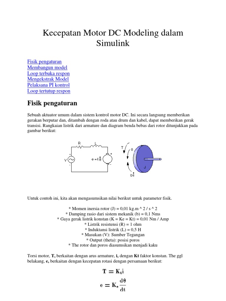 DC Motor Speed Modeling In Simulink