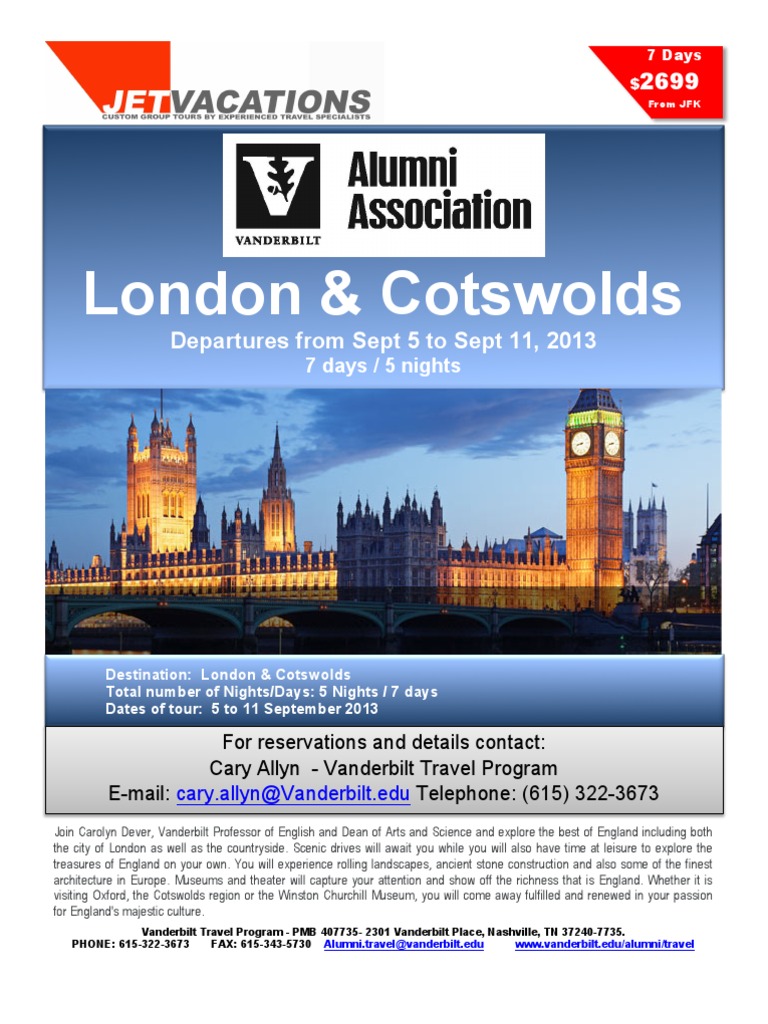 London & Cotswolds Departures From Sept 5 To Sept 11, 2013 PDF
