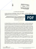 PROPOSICION DE LEY PARA LA NO DISCRIMINACION POR MOTIVOS DE IDENTIDAD DE GENERO Y DE RECONOCIMIENTO DE LOS DERECHOS DE LAS PERSONAS TRANSEXUALES