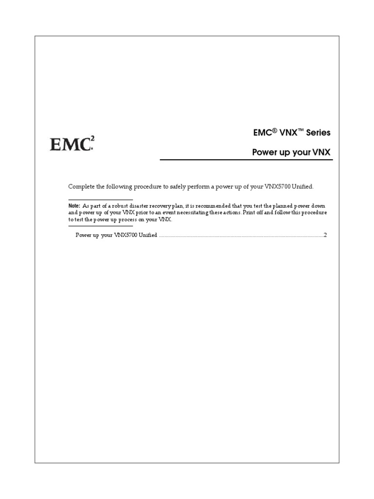 VNX5700 Unified Power Up Procedure PDF Command Line Interface