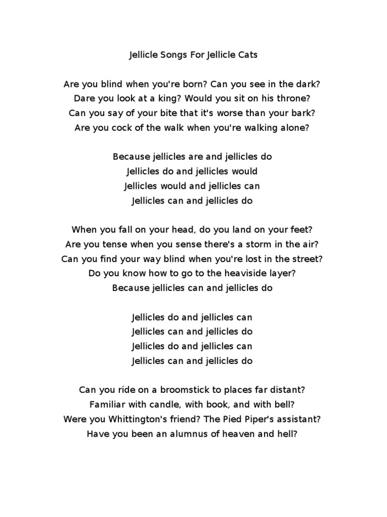 Jellicle Cats Lyrics Religion And Belief
