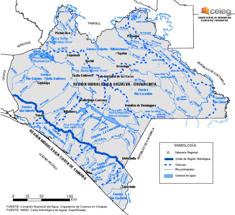 Ríos y lagos de Chiapas: Mapa y datos | PDF | Chiapas