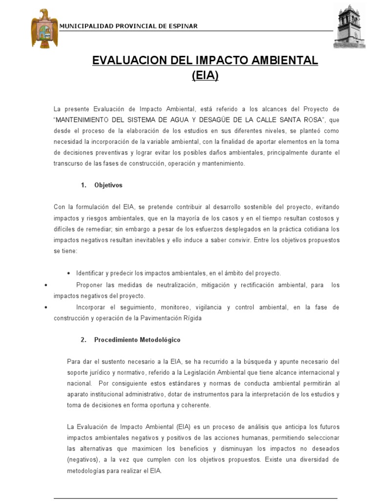 Estudio de Impacto Ambiental | PDF | Evaluación de impacto ambiental ...