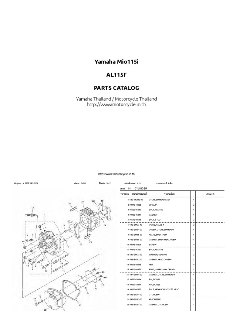 Yamaha Mio115i Parts Catalog Eng | PDF