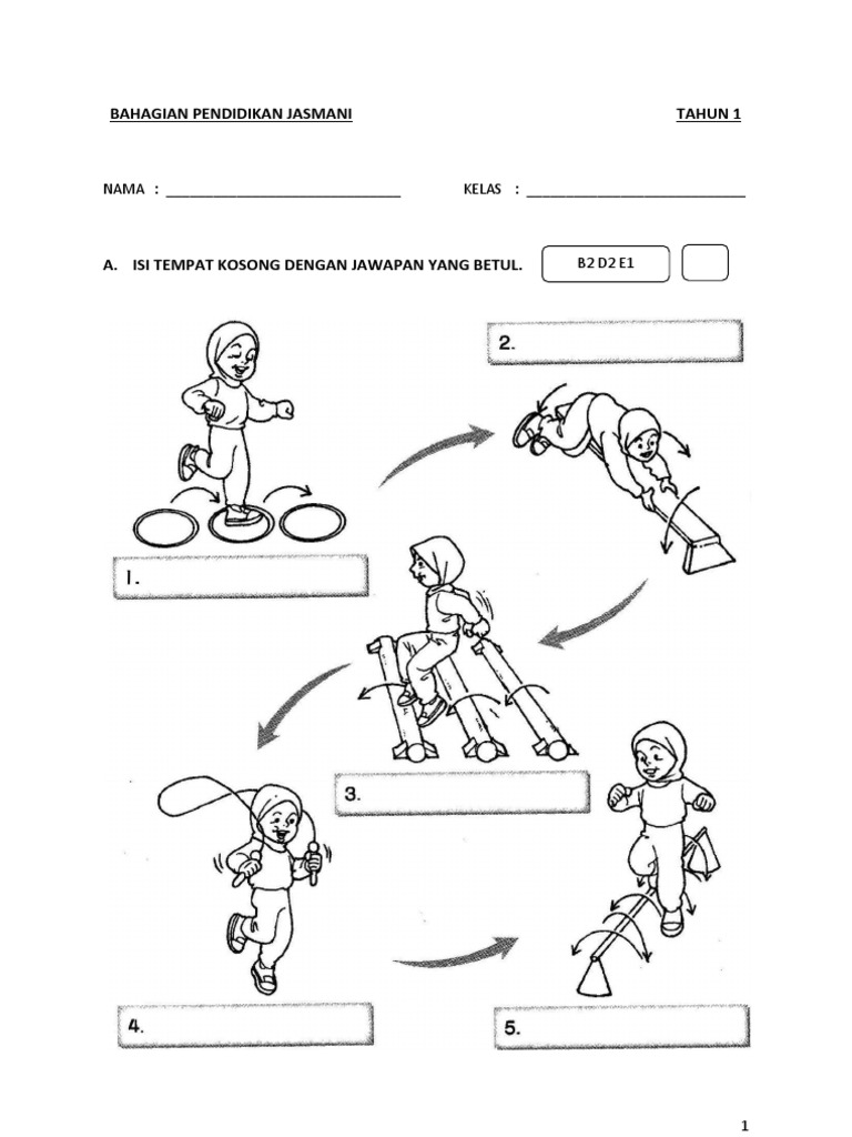 Contoh soalan pentaksiran Pendidikan Jasmani Tahun 1