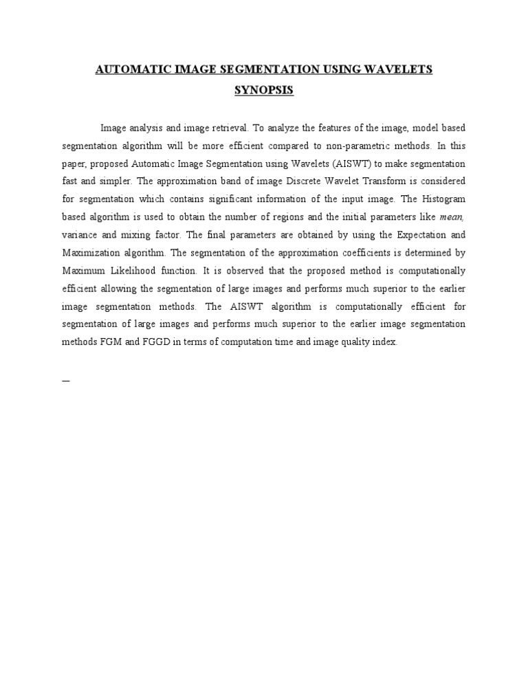 Automatic Image Segmentation Using Wavelet | PDF