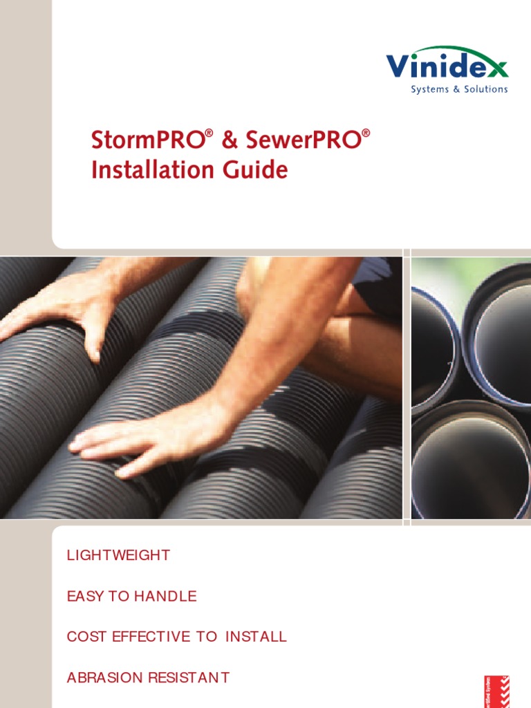 Storm and Sewerage Pipe Installation Guide, Vinidex PDF Pipe (Fluid Conveyance) Sand