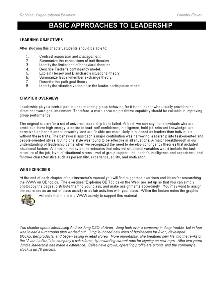 Approaches To Leadership | PDF