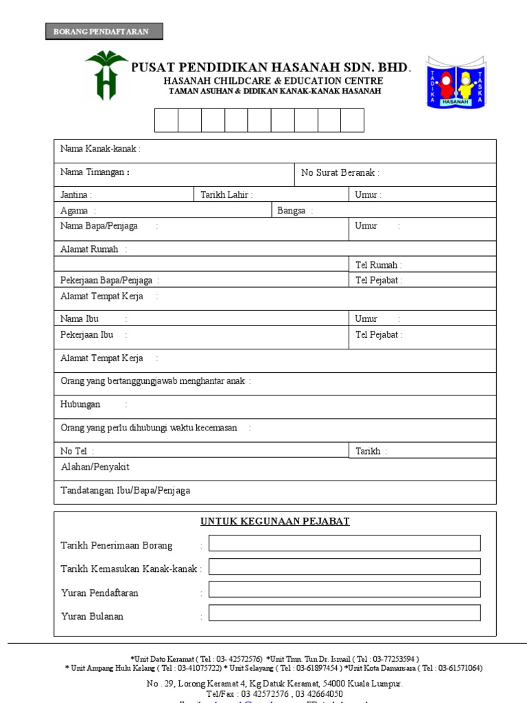 Syarat Pendaftaran Taska