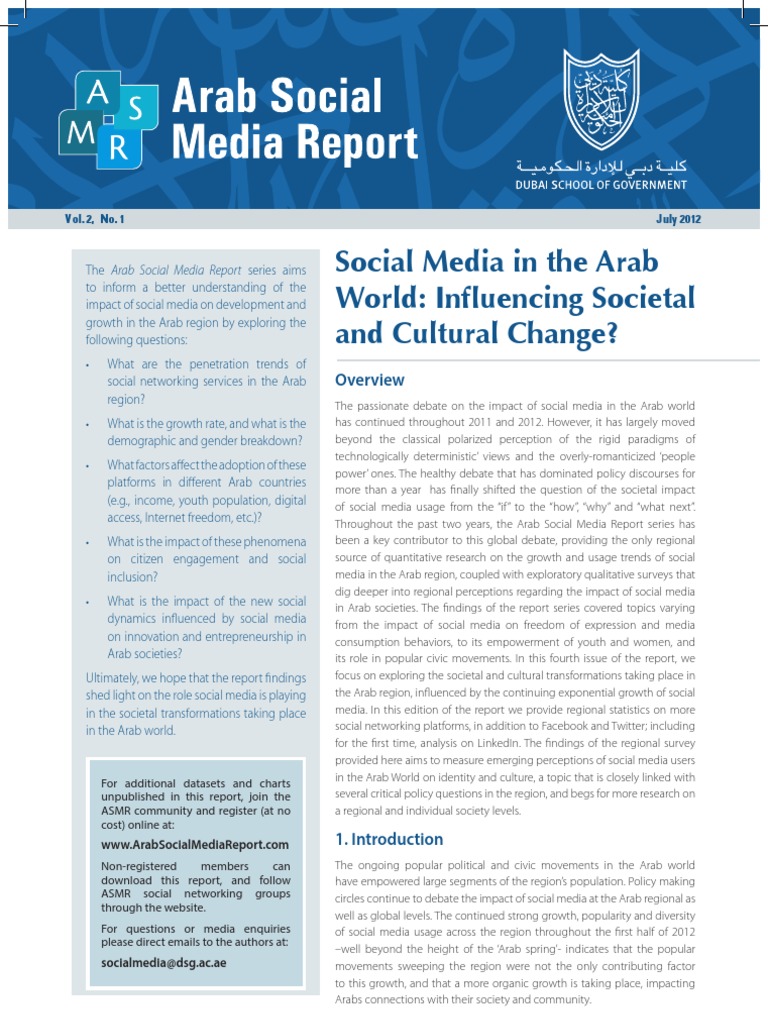 Social Media in The Arab World: Influencing Societal and Cultural ...
