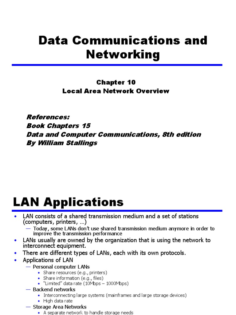 Data Communications and Networking: Local Area Network Overview | PDF ...