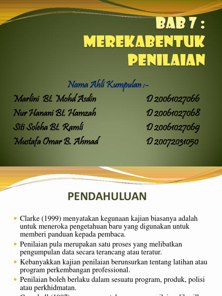 Langkah Langkah Rekabentuk Penilaian