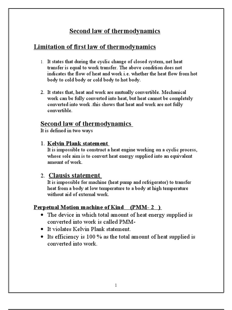 Limitations of the Second Law of Thermodynamics | PDF | Heat | Second ...