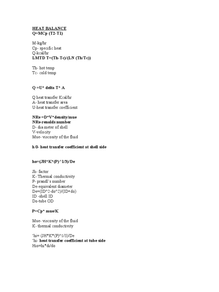 Heat Transfer and Fluid Dynamics Formulas | PDF