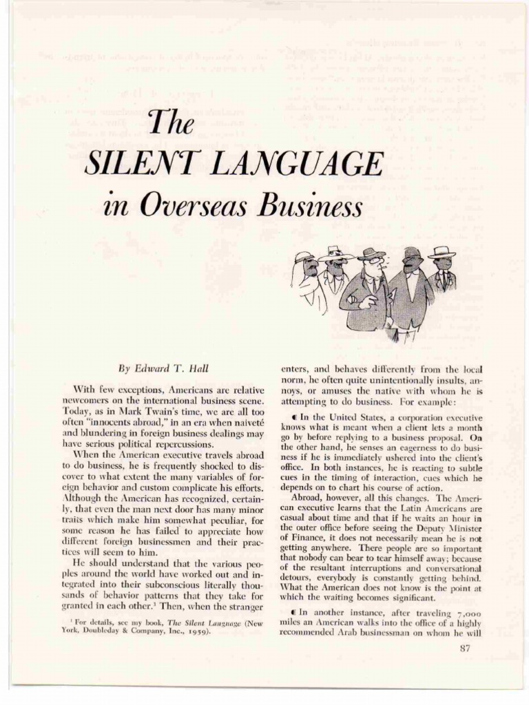 The Silent Language in Overseas Business | PDF