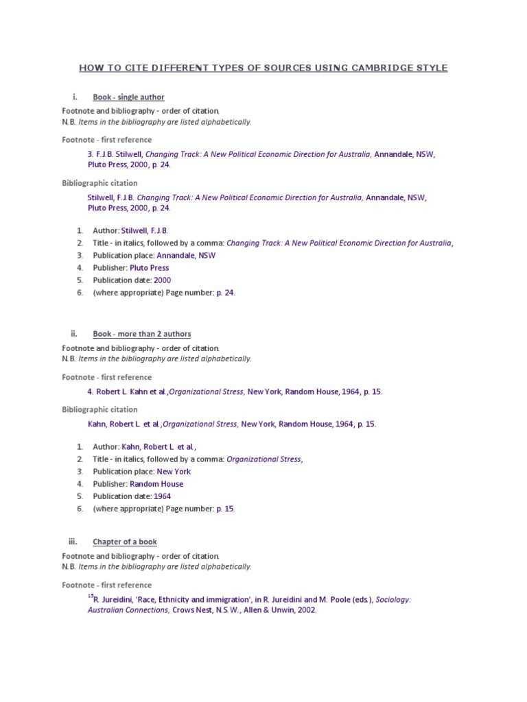 Cambridge Citation of Sources Citation Bibliography