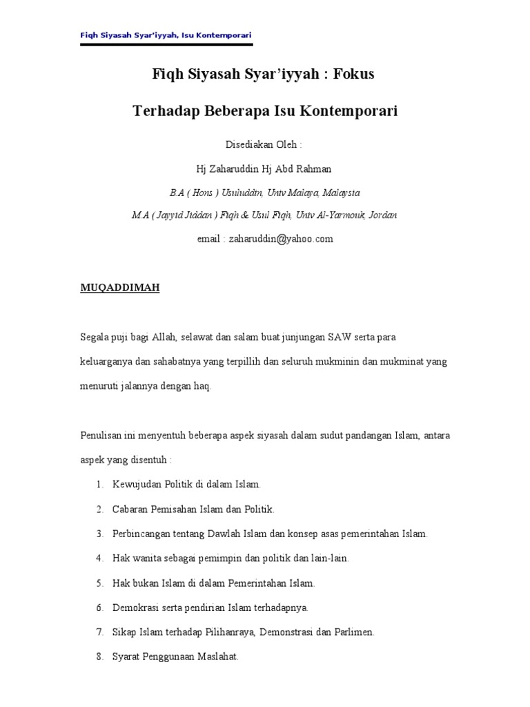 Fiqh Siyasah Syariyyah