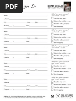 Open House Sign-In Sheets